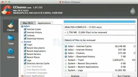 CCleaner - free Mac cleaner tool