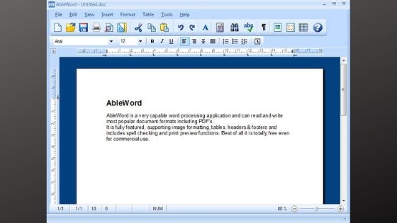 AbleWord Free PDF Editor Software for Windows 10