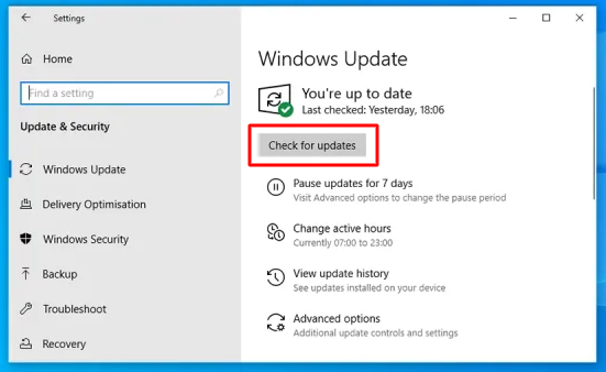 Check Windows updates