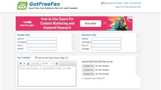 GotFreeFax - free online fax service