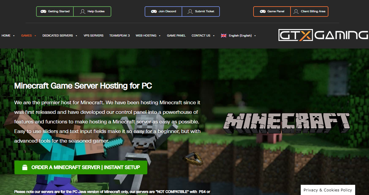 gtxgaming minecraft server hosting