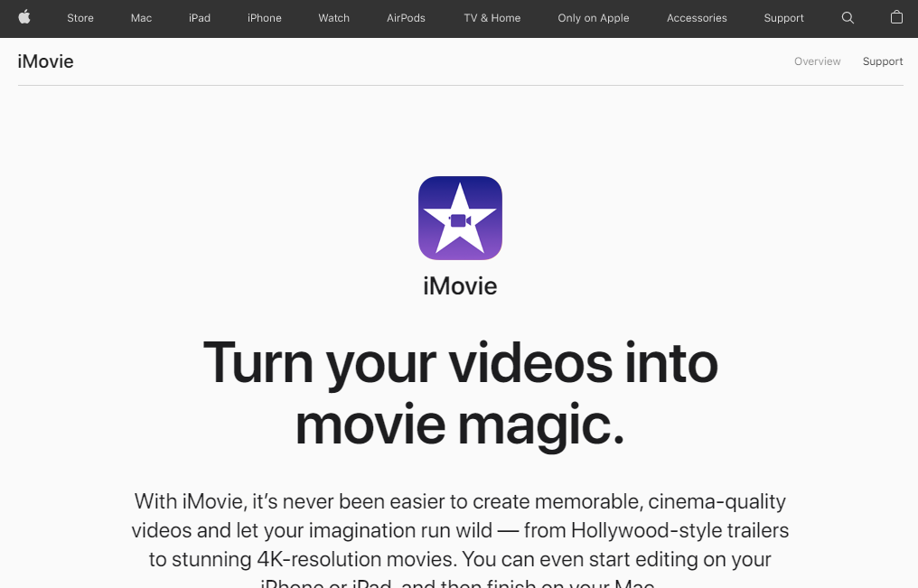 Apple iMovie video editor