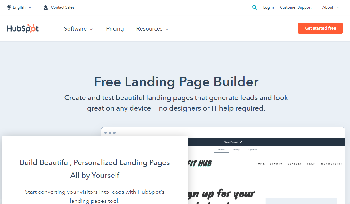 HubSpot Free Landing Page Builder