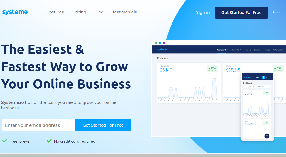 systeme landing page builder